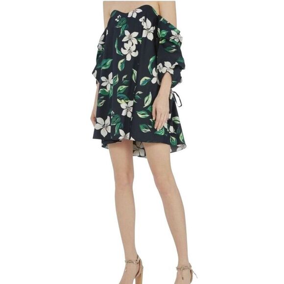 Caroline Constas Gabriella Dress Floral Off The Shoulder Babydoll Size Small - Picture 1 of 10